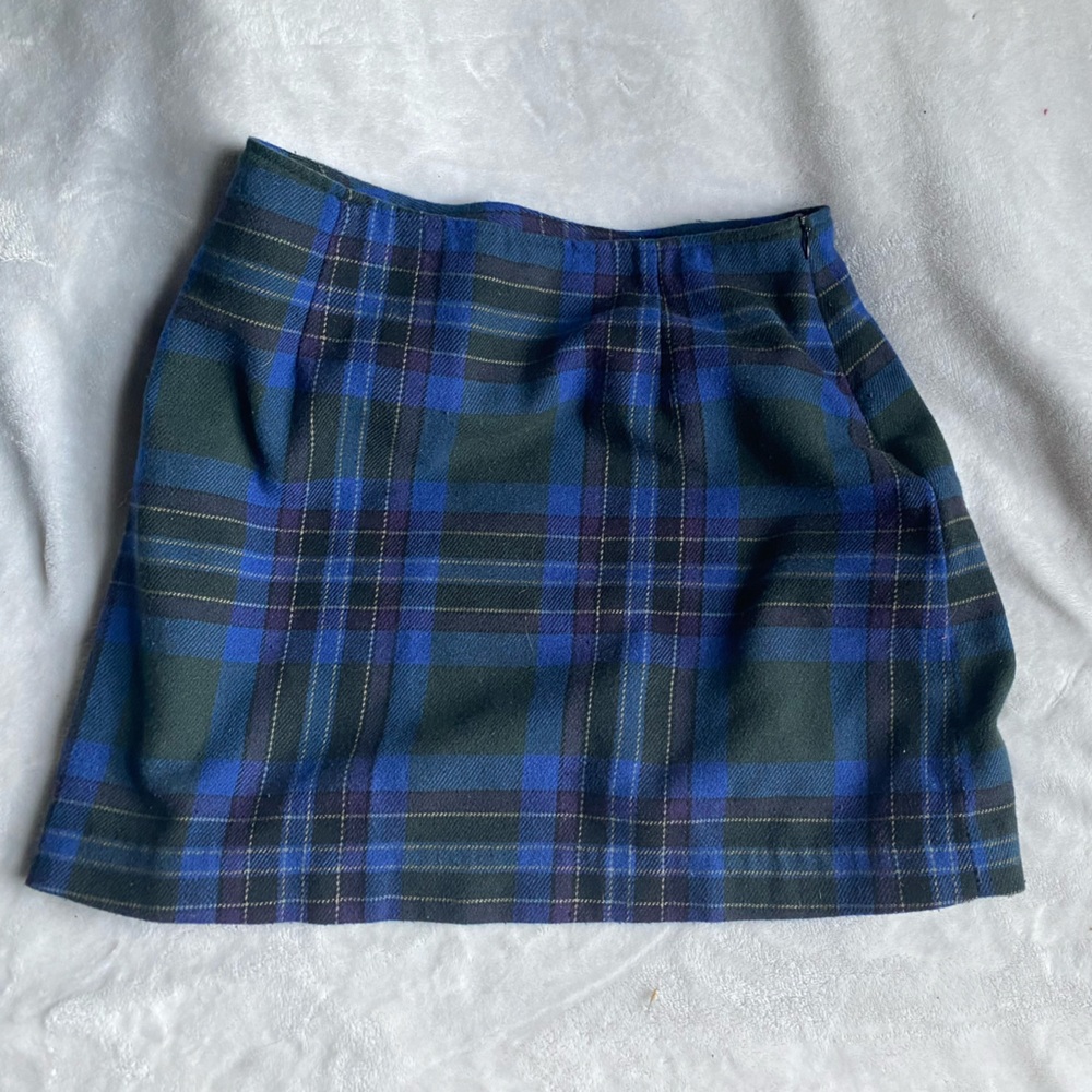 Vintage Plaid Wool Mini Skirt
